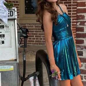 Sherri Hill Teal homecoming prom dress